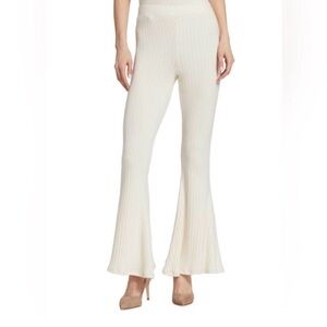 L'AGENCE Kiki Ribbed Flare Pants Ivory XS High Waist Pull-On